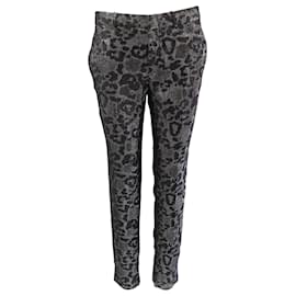 Gucci-Gucci Pantalon Léopard Métallisé en Soie Imprimé Animal-Doré,Métallisé