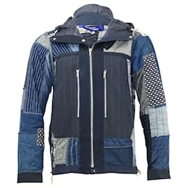Junya Watanabe Patchwork Rain Jacket in Navy Blue Nylon Blue Navy blue