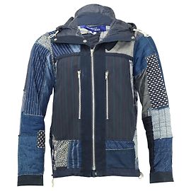 Junya Watanabe Veste de Pluie Patchwork en Nylon Bleu Marine Bleu Bleu Marine
