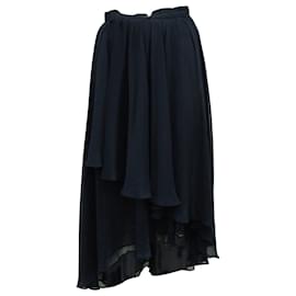 Alice + Olivia-Alice + Olivia Layered Asymmetrical Maxi Skirt in Navy Blue Polyester-Blue