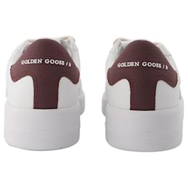 Golden Goose Deluxe Brand-Pure Star Sneakers in White and Burgundy Leather-White