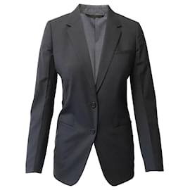 Prada-Prada Single Breasted Garterized Hem Blazer in Grey Wool -Grey