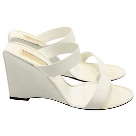 Michael Kors Slip-On Wedge Mules em couro branco Branco