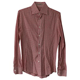 Bottega Veneta-Bottega Veneta Checked Shirt in Red Cotton-Red