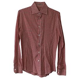 Camicia Bottega Veneta a Quadri in Cotone Rosso Rosso