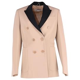 Stella Mc Cartney-Stella McCartney Double-Breasted Blazer in Camel Brown Wool-Brown