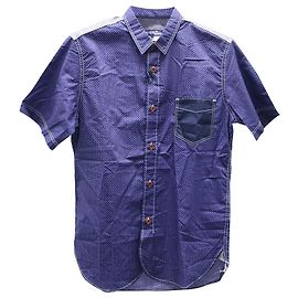 Junya Watanabe x Comme Des Garcons Manga Curta Masculina Estampada em Algodão Azul Azul