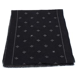Gucci-Wool Bee Accent Scarf-Blue