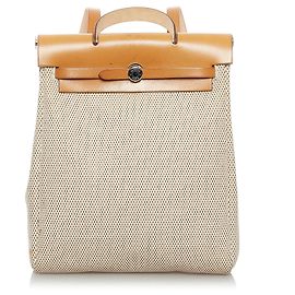 Hermès Mochila de lona Hermes Brown Herbag Castaño Beige Marrón claro