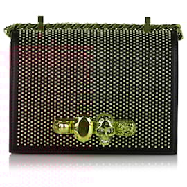 Alexander Mcqueen-Alexander McQueen Black Studded Jewelled Leather Crossbody Bag-Black,Golden