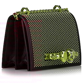 Alexander Mcqueen-Alexander McQueen Black Studded Jewelled Leather Crossbody Bag-Black,Golden