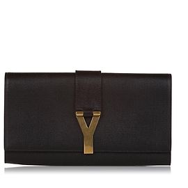 Yves Saint Laurent Bolsa clutch de couro YSL marrom Chyc Ligne Marrom Castanho escuro