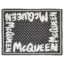Alexander Mcqueen-Graffiti Biker Scarf in Black and Ivory Modal-Black