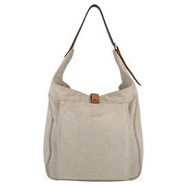 Hermès Hermes Marwari GM 2007 bolsa em lona bege com acabamento em couro bege Branco Cru