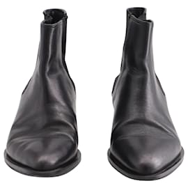 Vince-Vince Pointed-Toe Low Heel Ankle Boots in Black Leather-Black