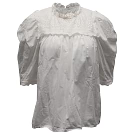 Ulla Johnson-Ulla Johnson Eyelet Blouse in White Cotton-White