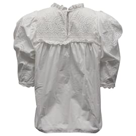 Ulla Johnson-Ulla Johnson Eyelet Blouse in White Cotton-White