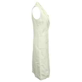 Autre Marque-Racil Marrakech lined Breasted Vest in White Linen-White