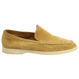 Mocassins Loro Piana Summer Walk en Daim Kaki Clair Vert Kaki