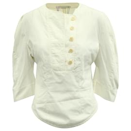 Stella Mc Cartney-Blusa Stella McCartney con maniche a mezzaluna in cotone bianco-Bianco