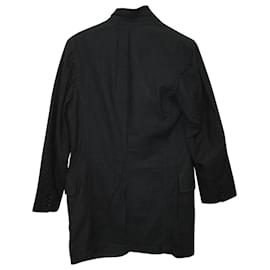 Yohji Yamamoto-Yohji Yamamoto Pour Homme Single-Breasted Jacket in Black Cotton-Black