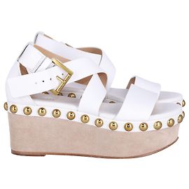 Michael Kors Sandales Compensées Cloutées Garner en Cuir Blanc Blanc