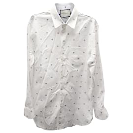 Gucci-Gucci Printed Long Sleeve Button Front Shirt in White Cotton -Other