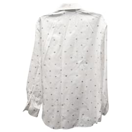 Gucci-Camisa de manga comprida estampada com botão frontal Gucci em algodão branco-Outro