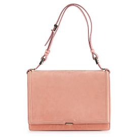 Victoria Beckham Blush Pink Leather & Lizard Square Flap Bag Pink Peach