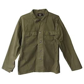 Ralph Lauren-Ralph Lauren RRL Curtis Herringbone Twill Military Shirt Jacket in Olive Green Cotton-Green,Olive green