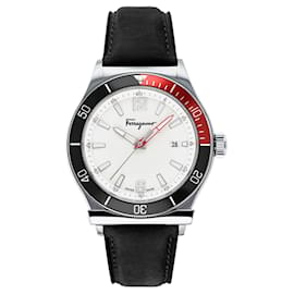 Salvatore Ferragamo-Ferragamo 1898 Sport Leather Watch-Silvery,Metallic