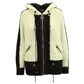 Chanel Kapuzenjacke mit Reißverschluss aus weißer Kaschmirwolle Weiß