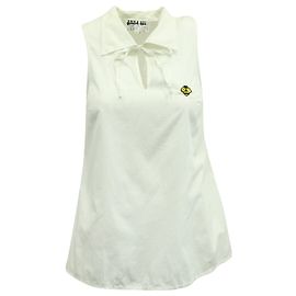 Anna Sui Bee Ärmelloses Hemdtop aus weißer Baumwolle Weiß