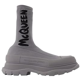 Alexander Mcqueen-Tread Slick Sock Boots in Grey-Grey