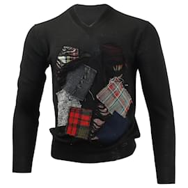 Junya Watanabe FW14 Patchwork-Pullover aus schwarzer Baumwolle Schwarz