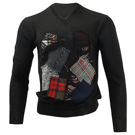 Junya Watanabe FW14 Suéter Patchwork em Algodão Preto Preto