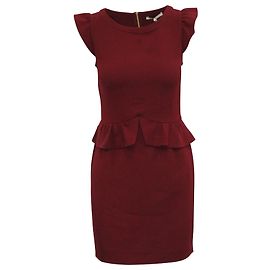 Sandro Paris Resonance Schößchenkleid aus bordeauxfarbenem Polyester Rot Bordeaux