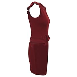 Sandro-Sandro Paris Resonance Peplum Dress in Burgundy Polyester -Red,Dark red