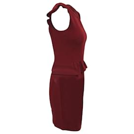 Sandro-Vestido Peplum Sandro Paris Resonance em Poliéster Borgonha-Vermelho,Bordeaux