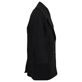 Isabel Marant Etoile-Abrigo Isabel Marant Etoile con múltiples bolsillos y botonadura forrada en lana negra Laine-Negro