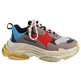Balenciaga Triple S Mesh Low Top Sneakers in Multicolor Polyester and Leather Multiple colors