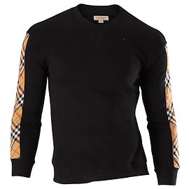 Burberry Sweatshirt mit Vintage Check-Einsatz aus schwarzer Baumwolle Schwarz