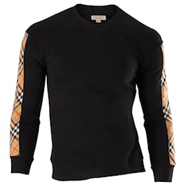 Burberry-Burberry Vintage Check Panel Sweatshirt in Black Cotton-Black