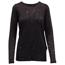 Iro-Iro Marvina Long Sleeve T-Shirt in Black Linen-Black