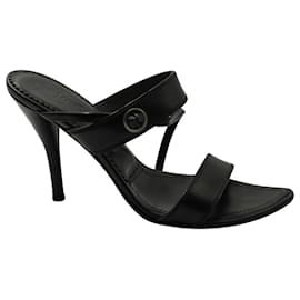 Yves Saint Laurent-Yves Saint Laurent Strappy Sandals in Black Leather-Black