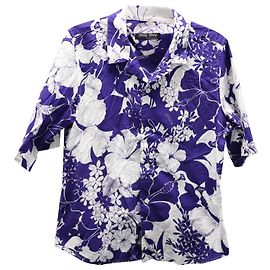 Camicia Miu Miu Stampa Floreale Manica Corta Bottone Frontale in Cotone Viola e Bianco Altro