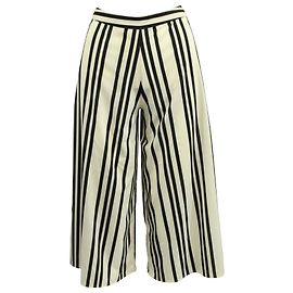 Alice + Olivia Pantalon large à rayures en polyester blanc Autre