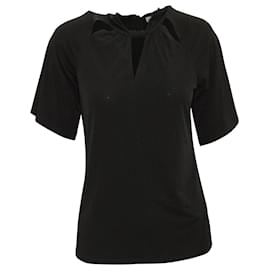 Michael Kors-Michael Kors Cut Out Detail T-Shirt in Black Polyester-Black