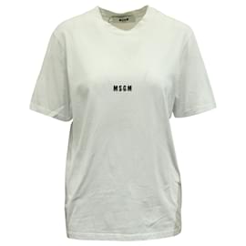 Msgm-Camiseta con logotipo minimalista de MSGM en algodón blanco-Blanco