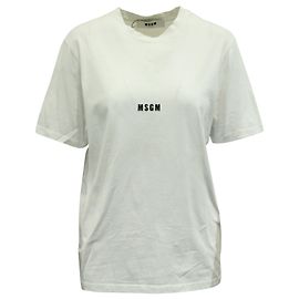 T-shirt à logo minimaliste MSGM en coton blanc Blanc